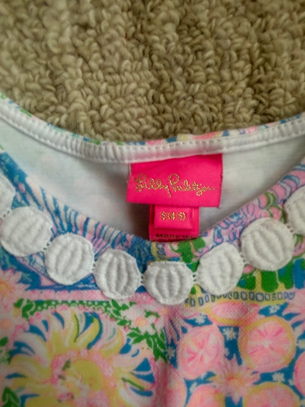 Lilly Pulitzer Girls Multicolor Pink Blue Green Floral Patchwork Dress - Picture 2 of 4